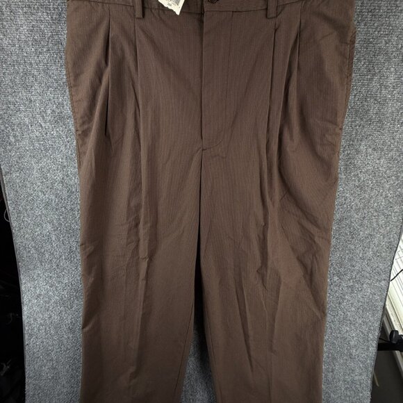 VTG NOS Banana Republic Smithfield Trouser Brown Striped 36R All Cotton Pants - Picture 1 of 14